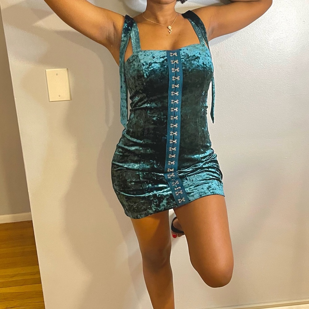 Green velvet dress